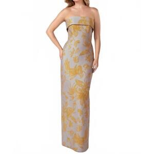NEW ANNE BARGE women's jenkins gown in mustard/steel